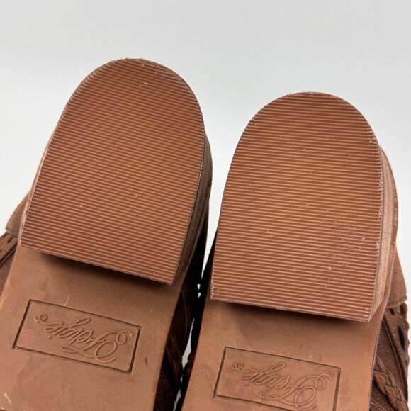 Fergie Womens Brown Leather Western style Back Zip Bootie Display Model Size 6 - Picture 7 of 8